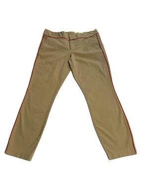 Khaki Slim Straight Ankle Pants Red Piping Trim Prep Chic Trousers J.Crew Andie